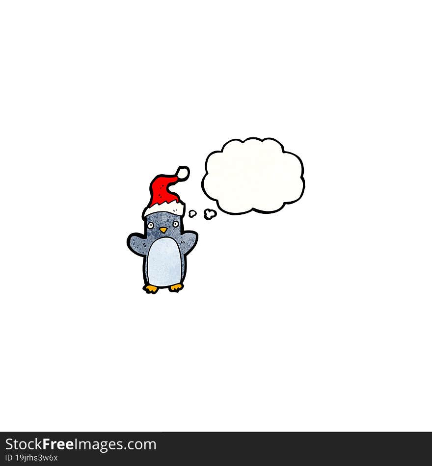 funny penguin with thought bubble