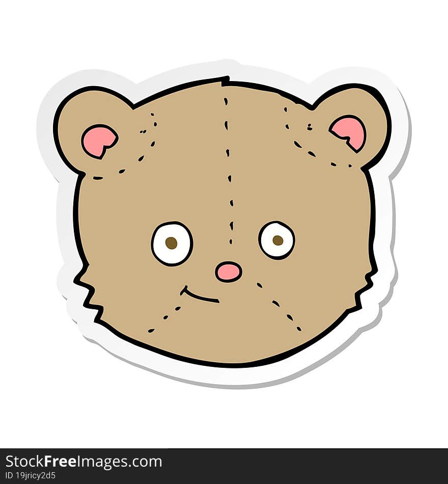 Sticker Of A Cartoon Teddy Bear Head