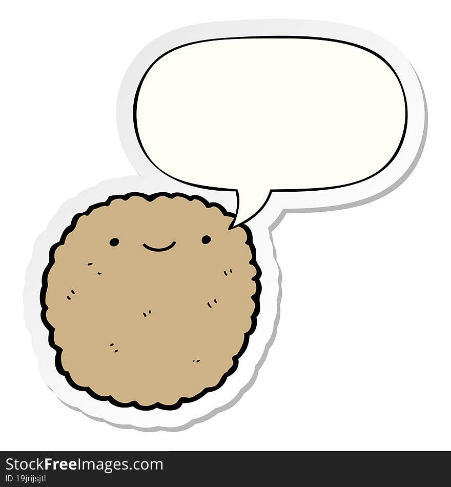 cartoon biscuit and speech bubble sticker