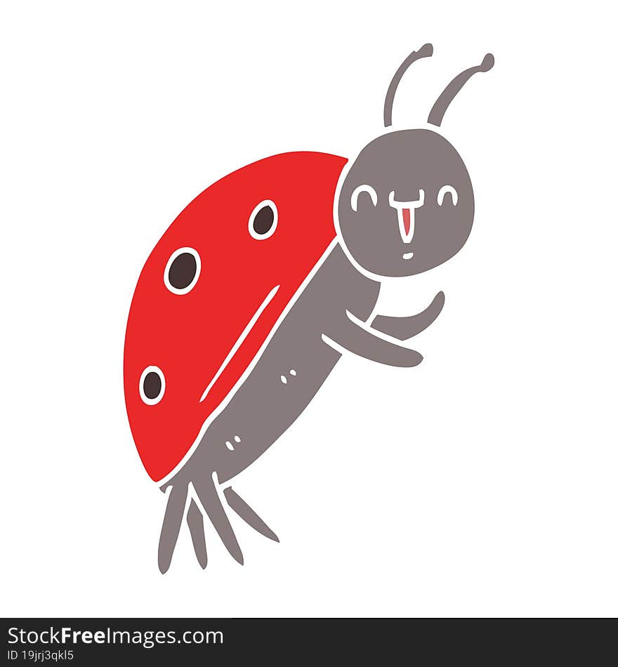 Cute Flat Color Style Cartoon Ladybug