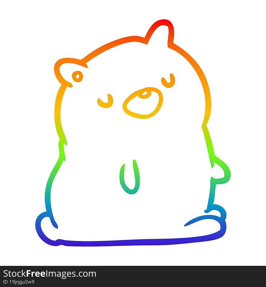 rainbow gradient line drawing of a cute bear