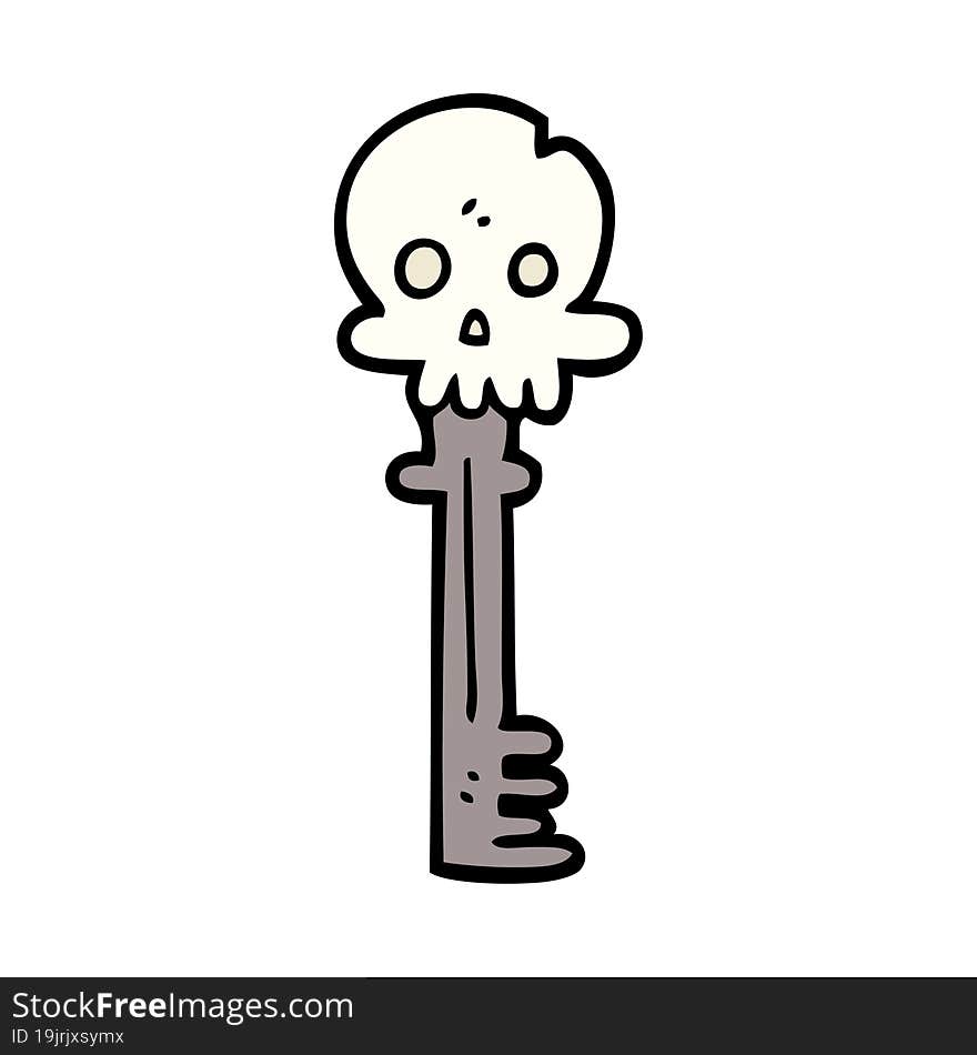 Cartoon Doodle Spooky Skull Key