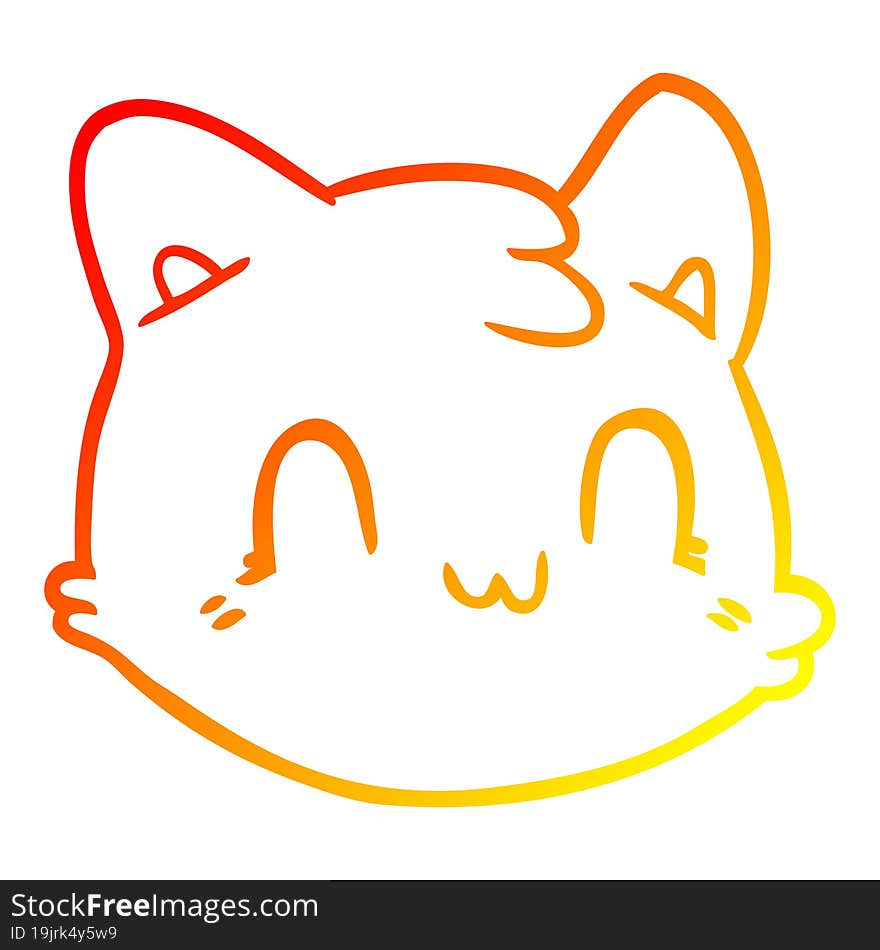 warm gradient line drawing cartoon cat face