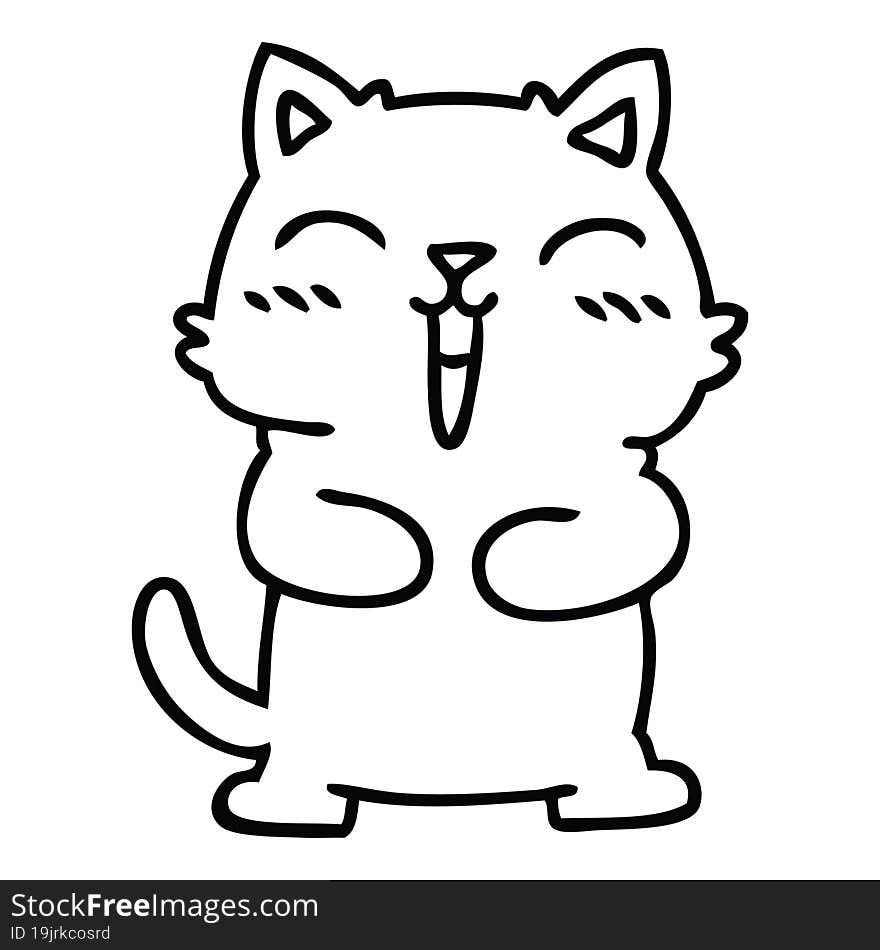 quirky line drawing cartoon cat