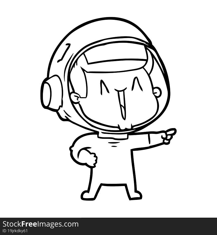 happy cartoon astronaut pointing. happy cartoon astronaut pointing