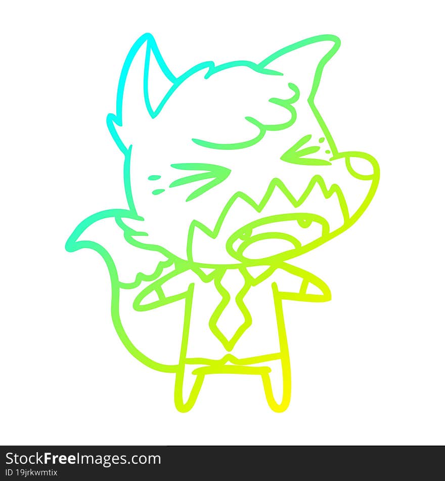 cold gradient line drawing angry cartoon fox boss