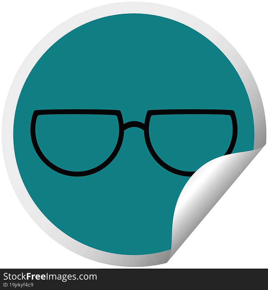 spectacles graphic vector illustration circular sticker. spectacles graphic vector illustration circular sticker