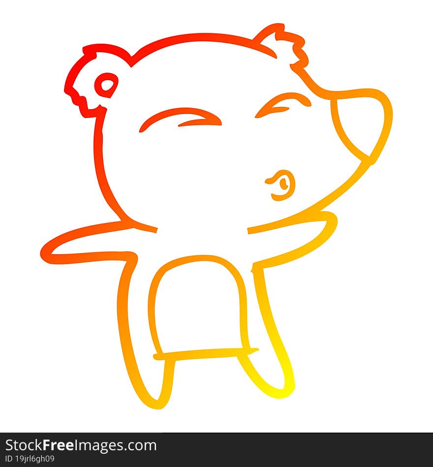 warm gradient line drawing cartoon whistling bear