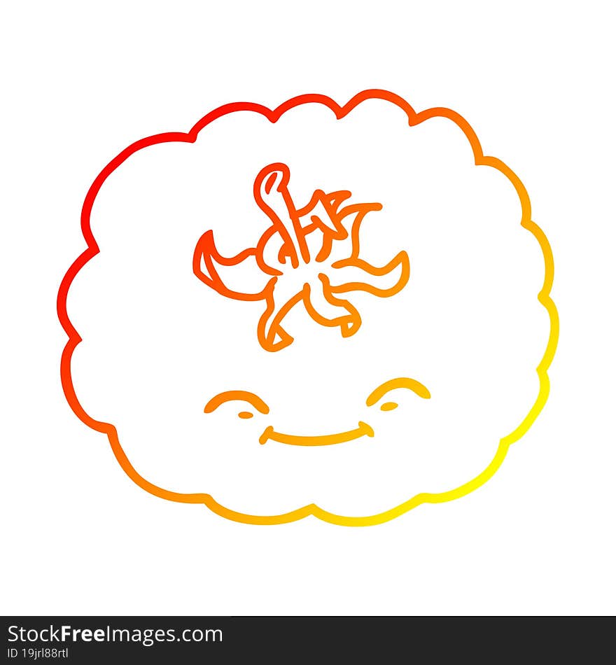 warm gradient line drawing of a cartoon tomato