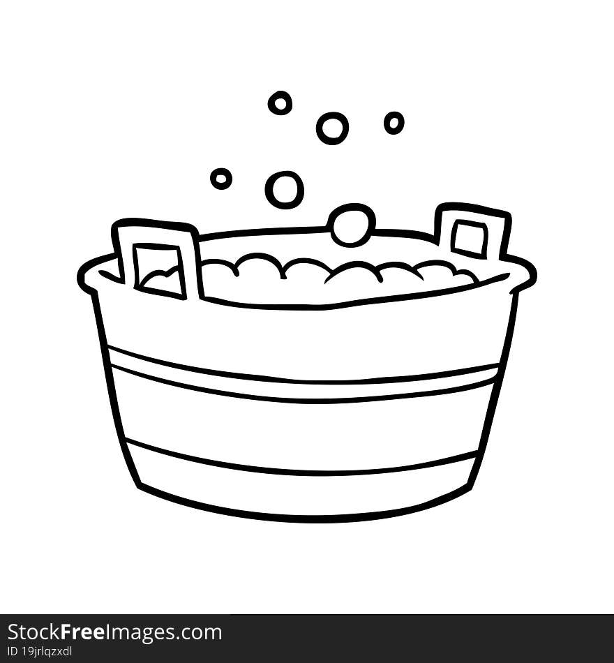 line drawing of a old tin bath full of water. line drawing of a old tin bath full of water