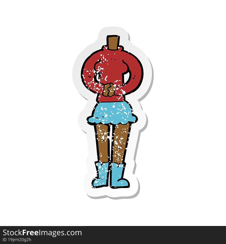 retro distressed sticker of a cartoon female body