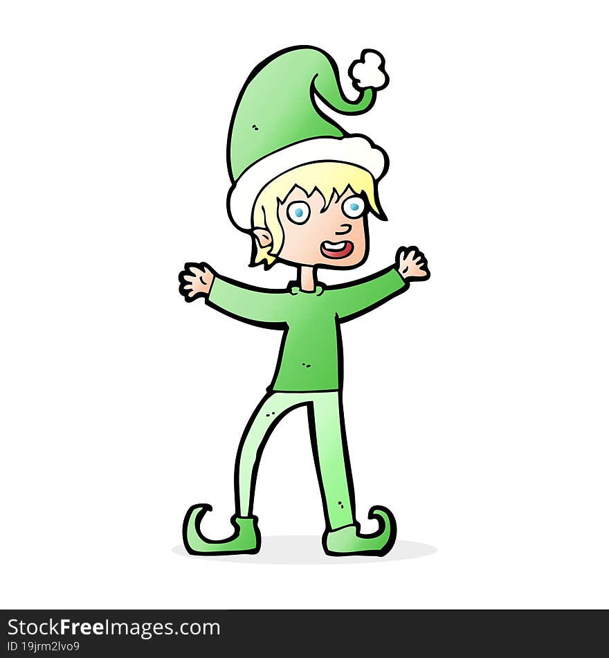 cartoon excited christmas elf