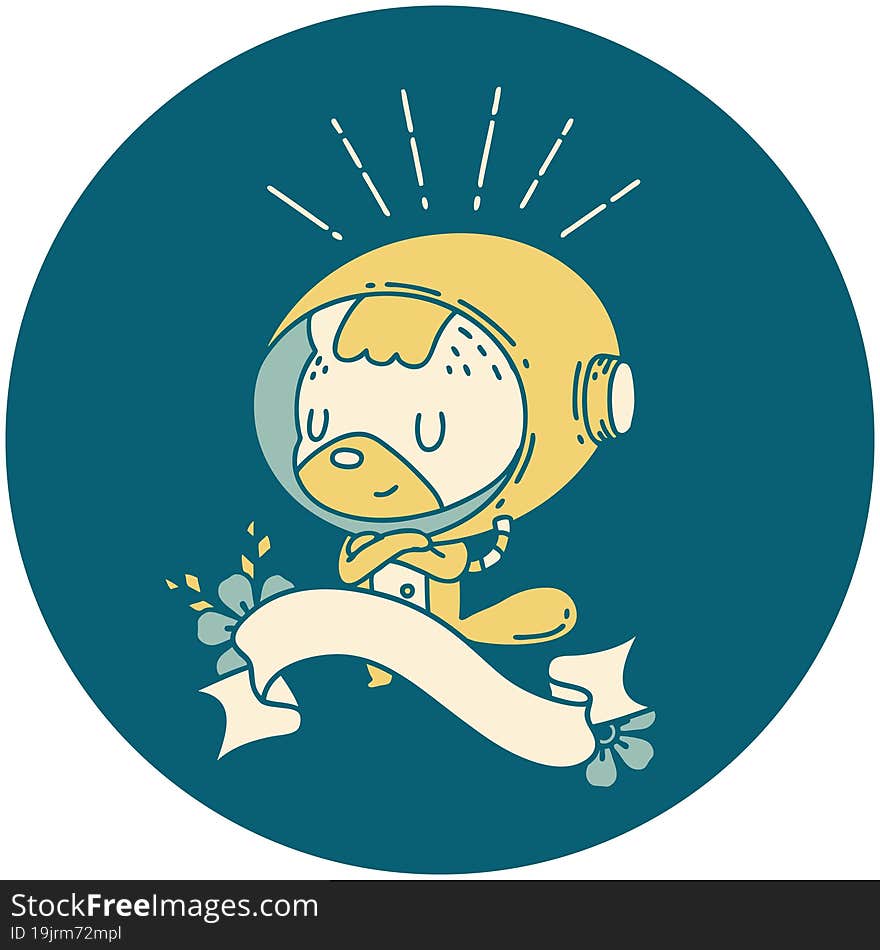 icon of a tattoo style animal in astronaut suit