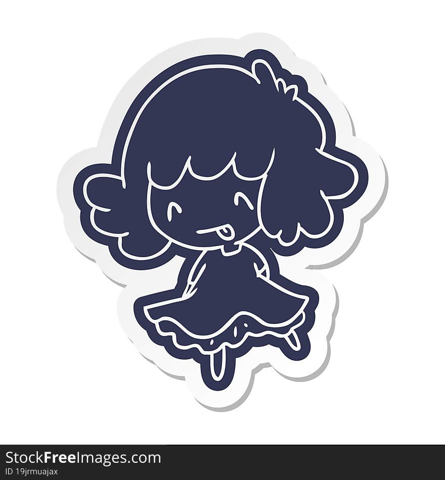 cartoon sticker of a cute kawaii girl