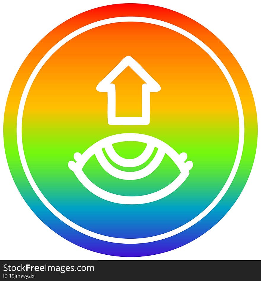 eye looking up circular icon with rainbow gradient finish. eye looking up circular icon with rainbow gradient finish