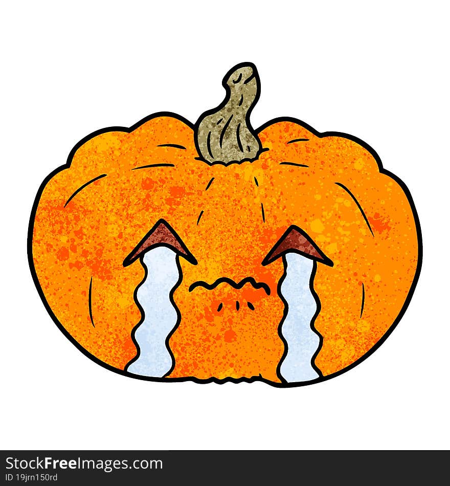 cartoon crying halloween pumpkin. cartoon crying halloween pumpkin