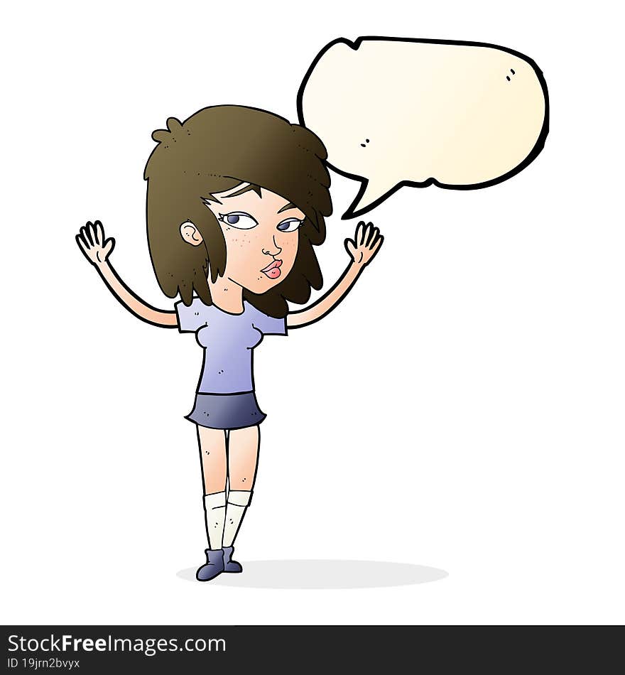 cartoon pretty girl with speech bubble