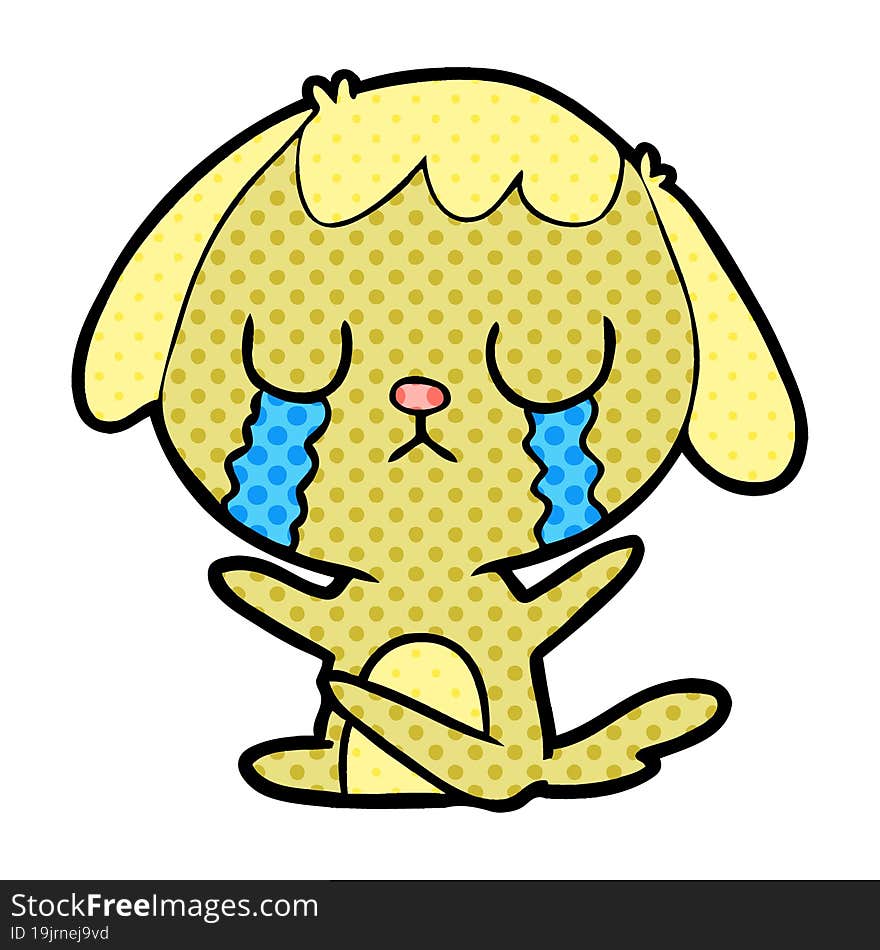 cute cartoon dog crying. cute cartoon dog crying