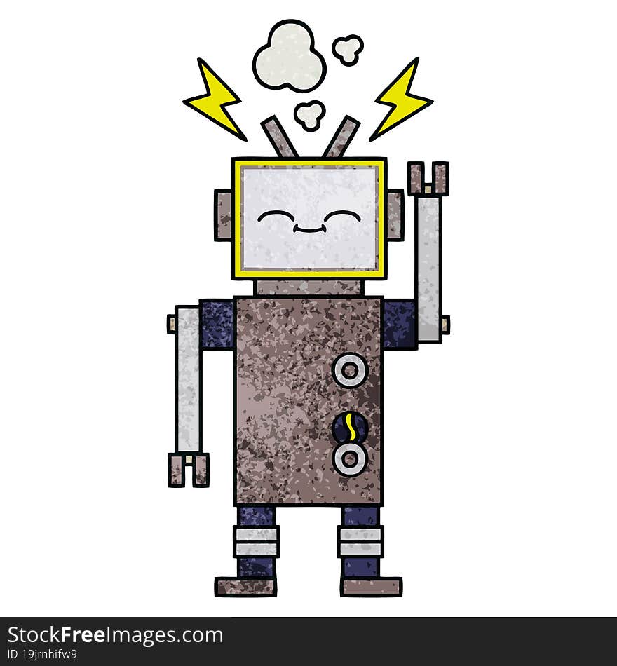 Retro Grunge Texture Cartoon Robot