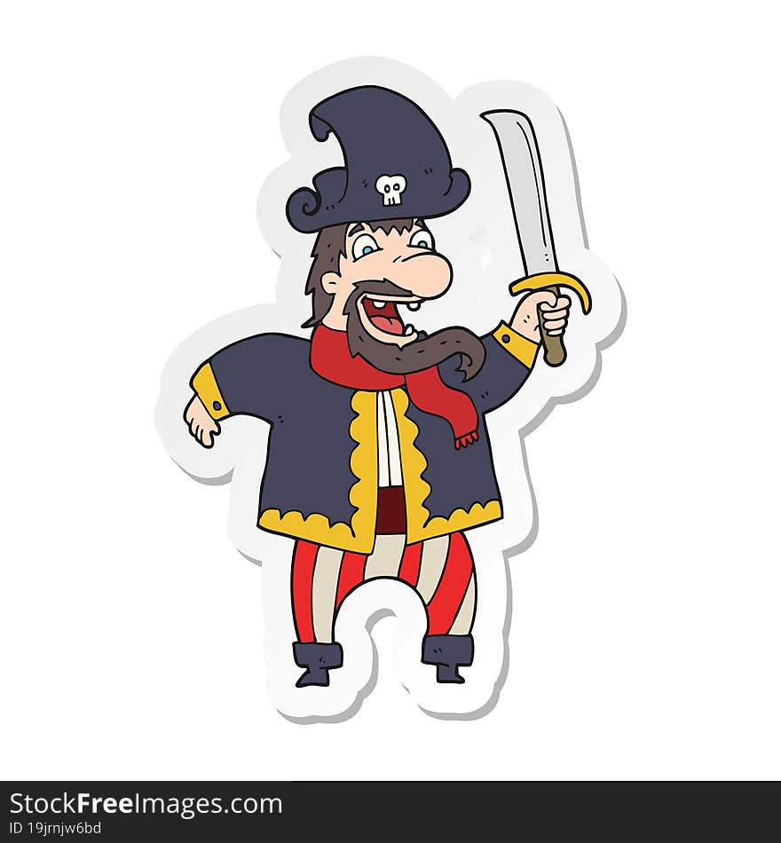 sticker of a cartoon laughing pirate captain