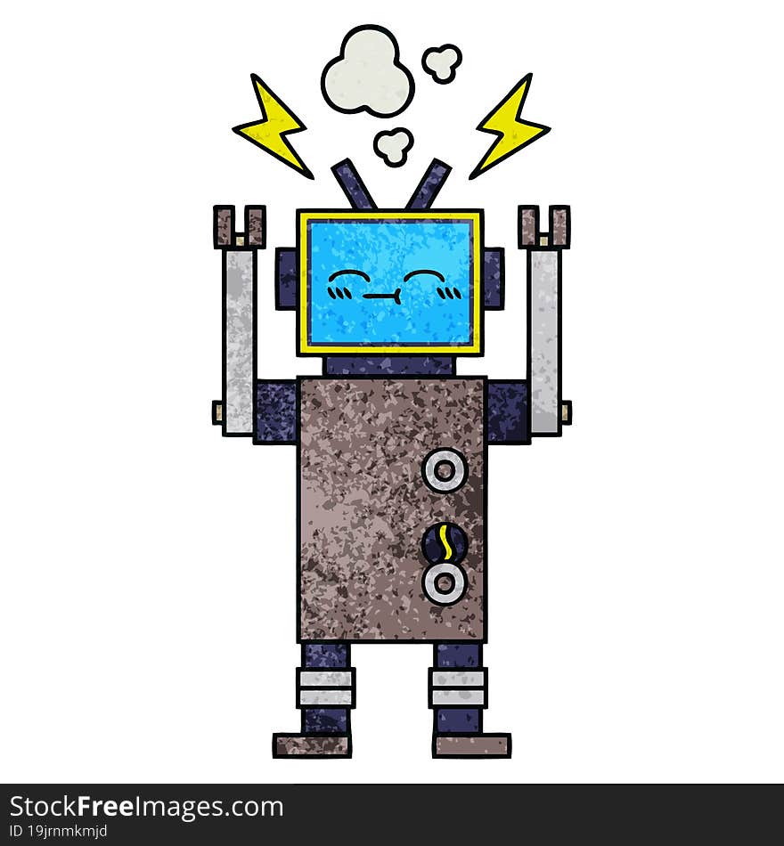 Retro Grunge Texture Cartoon Robot