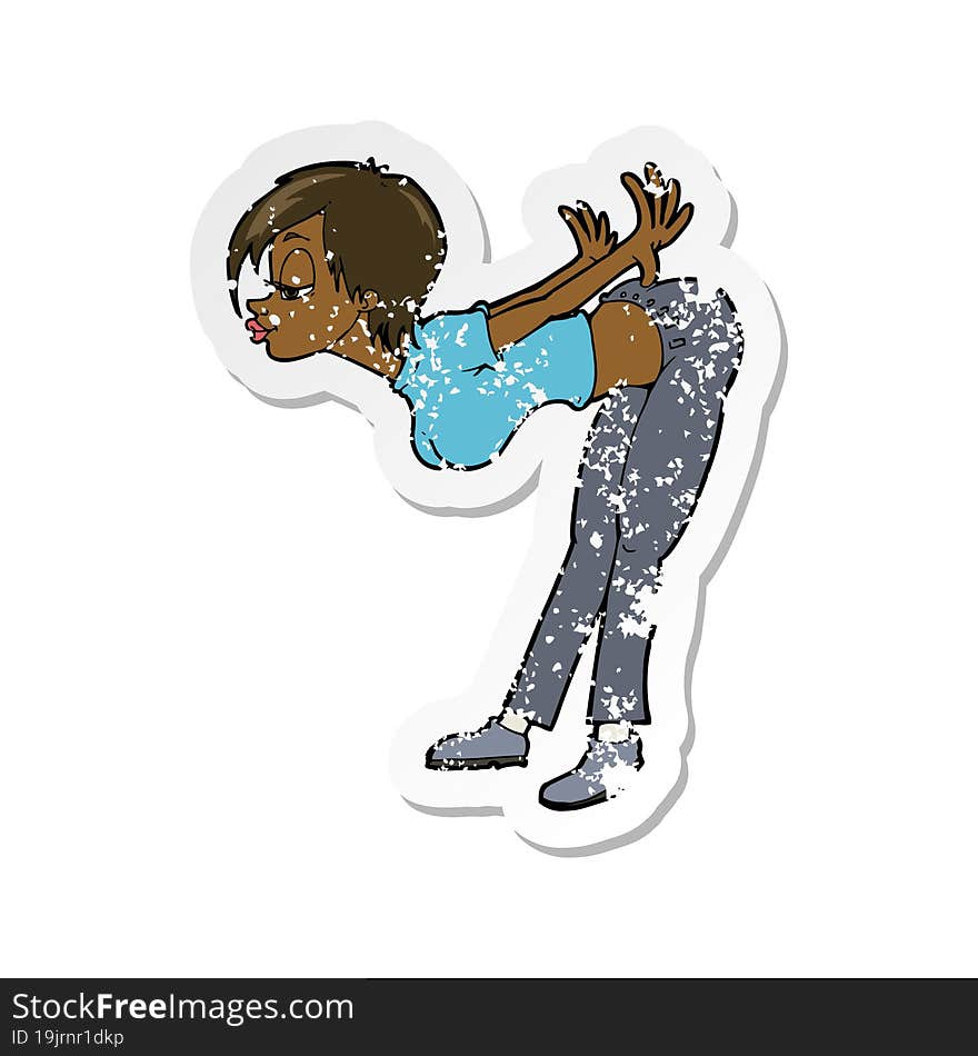 retro distressed sticker of a cartoon sexy woman