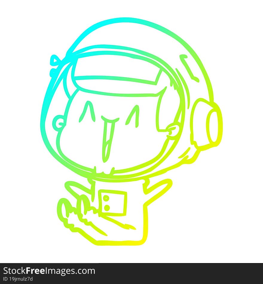 cold gradient line drawing happy cartoon astronaut sitting