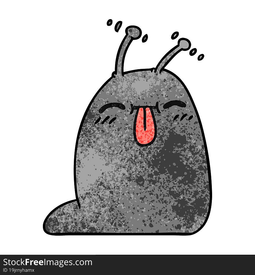 textured cartoon of a happy kawaii slug