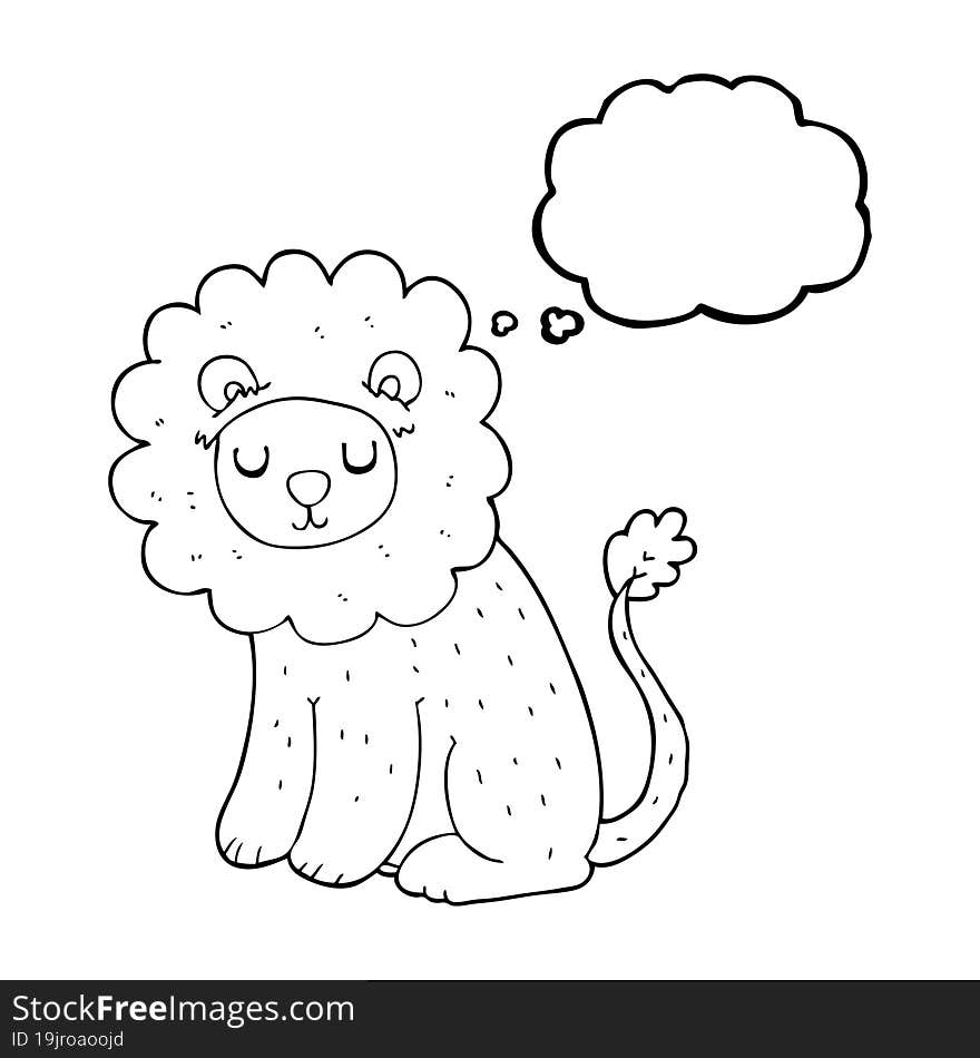 Thought Bubble Cartoon Cute Lion