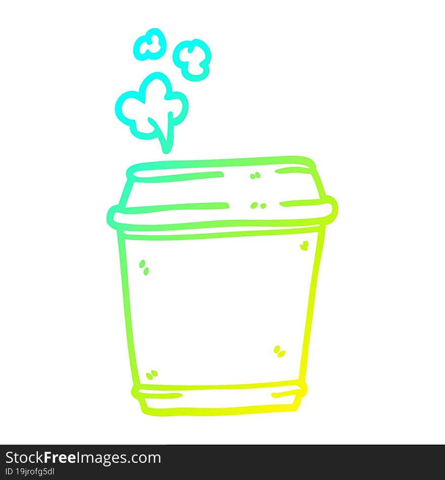 Cold Gradient Line Drawing Cartoon Coffee Cup