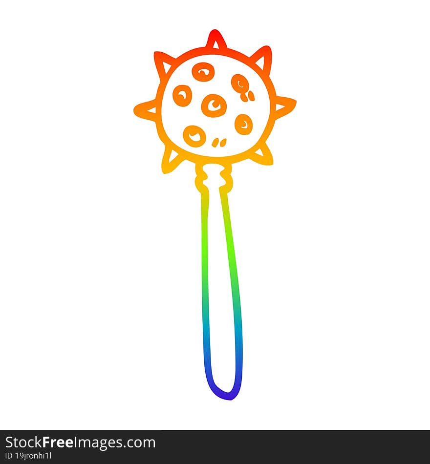 rainbow gradient line drawing cartoon medieval mace