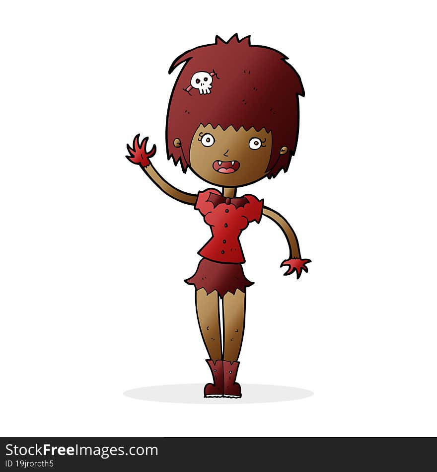 Cartoon Waving Vampire Girl