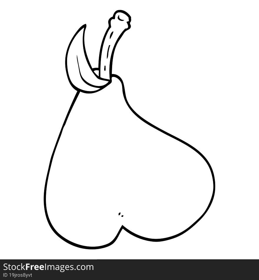 line drawing cartoon of a pear