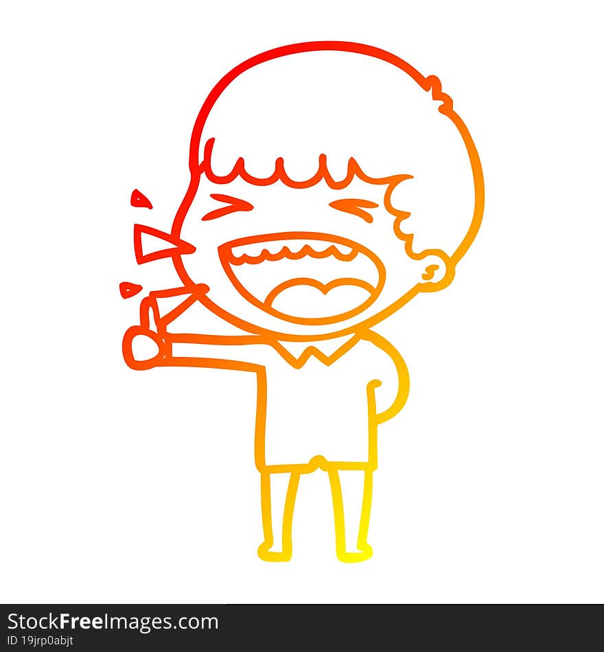 warm gradient line drawing of a cartoon laughing man