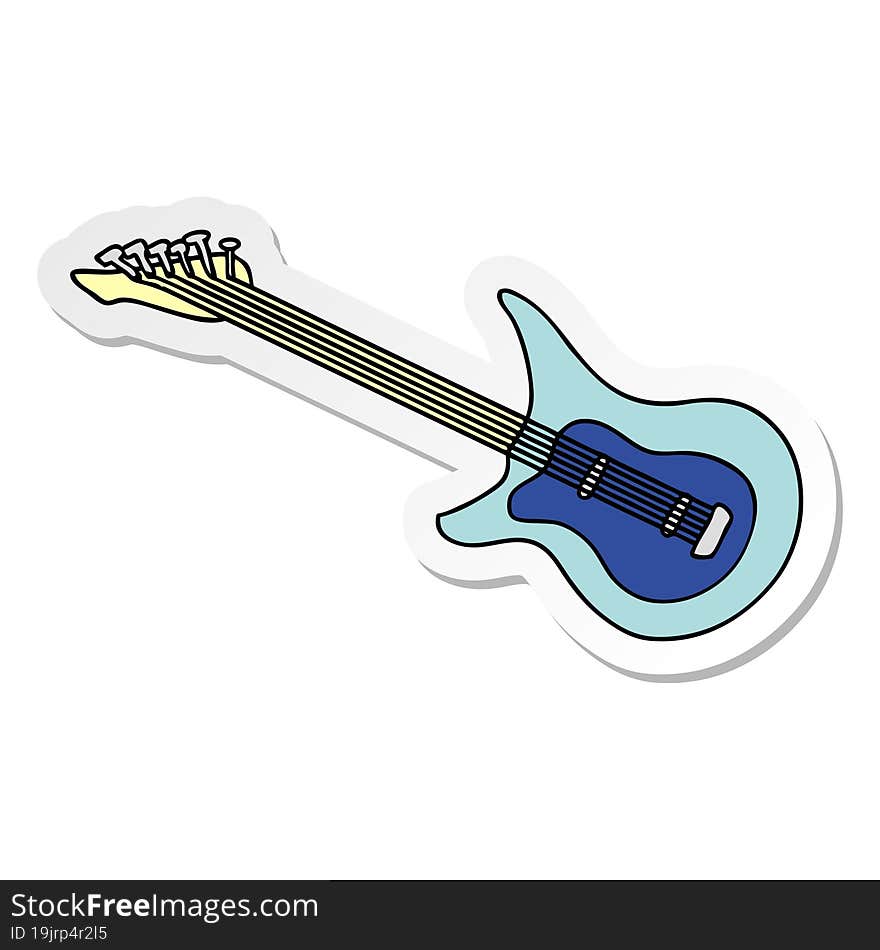 hand drawn sticker cartoon doodle of a guitar