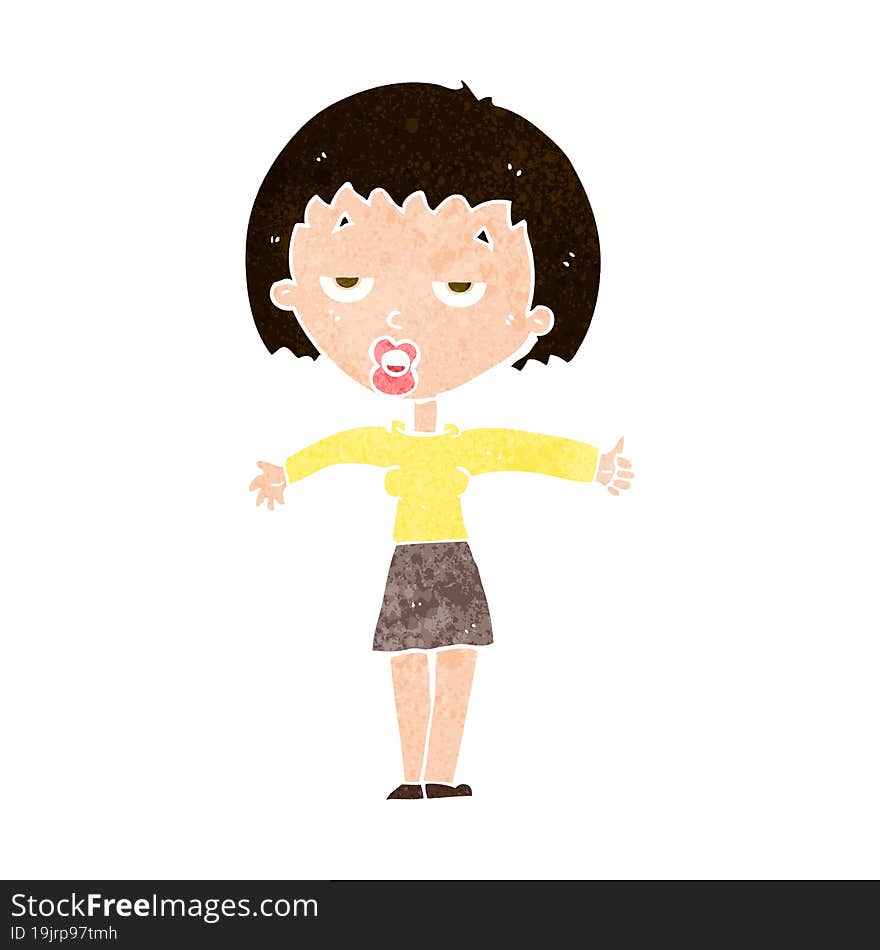 Cartoon Bored Woman