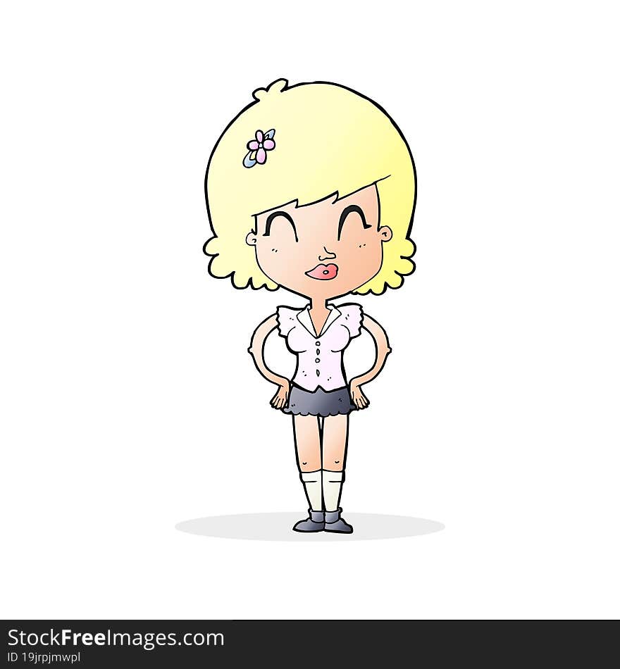 cartoon happy woman