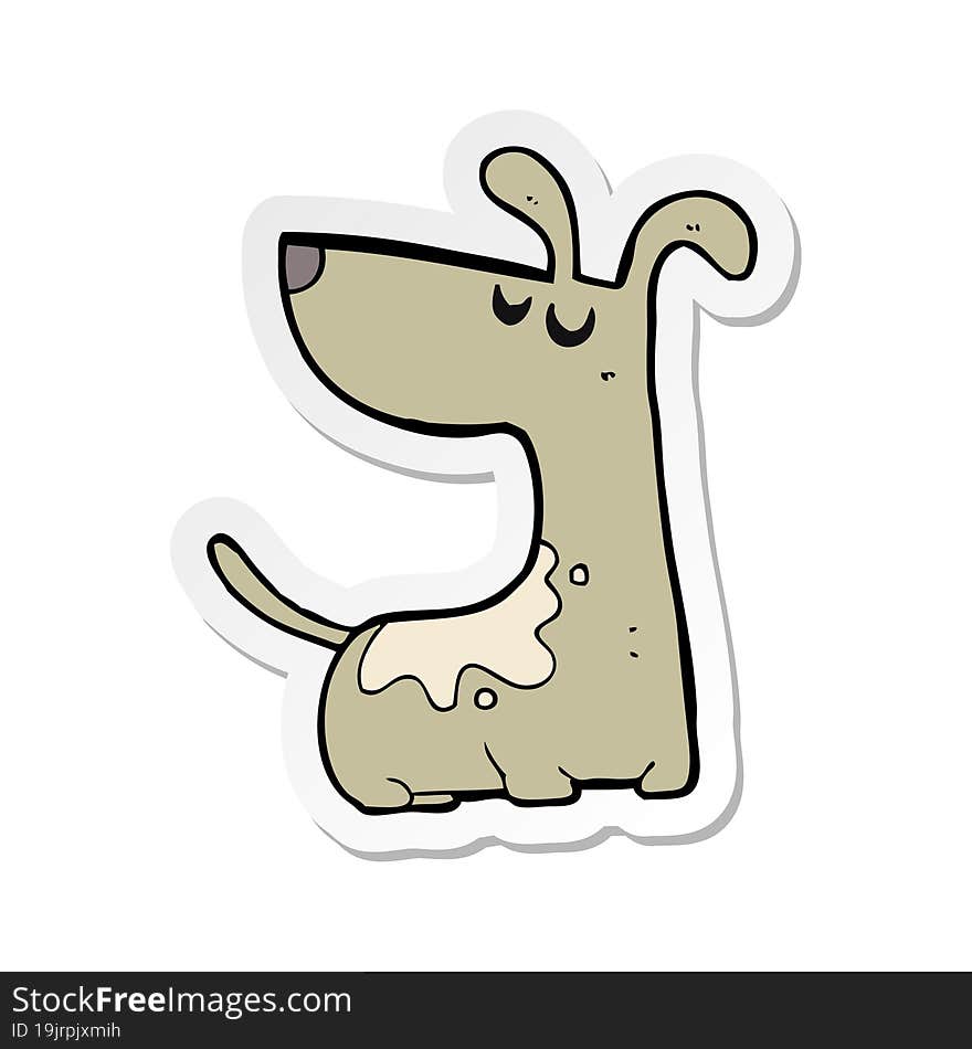 Sticker Of A Cartoon Happy Dog