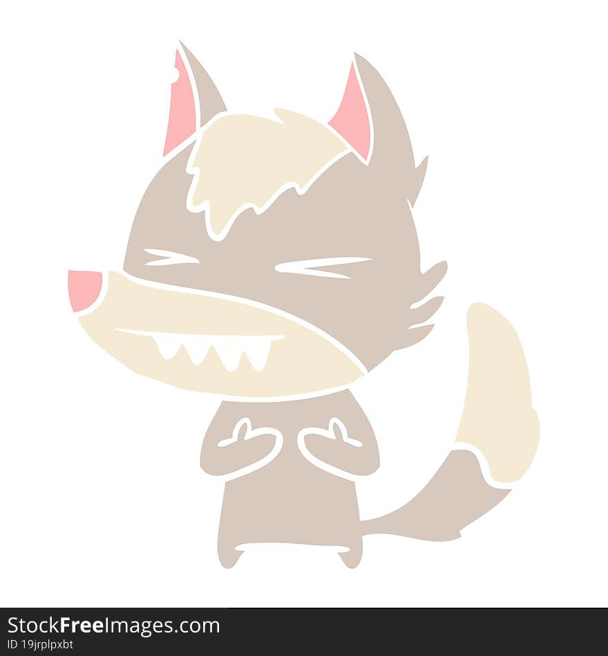 Angry Wolf Flat Color Style Cartoon