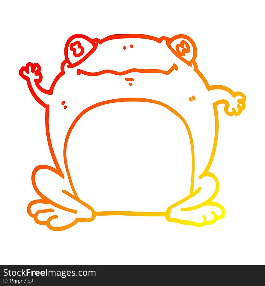 warm gradient line drawing cartoon frog