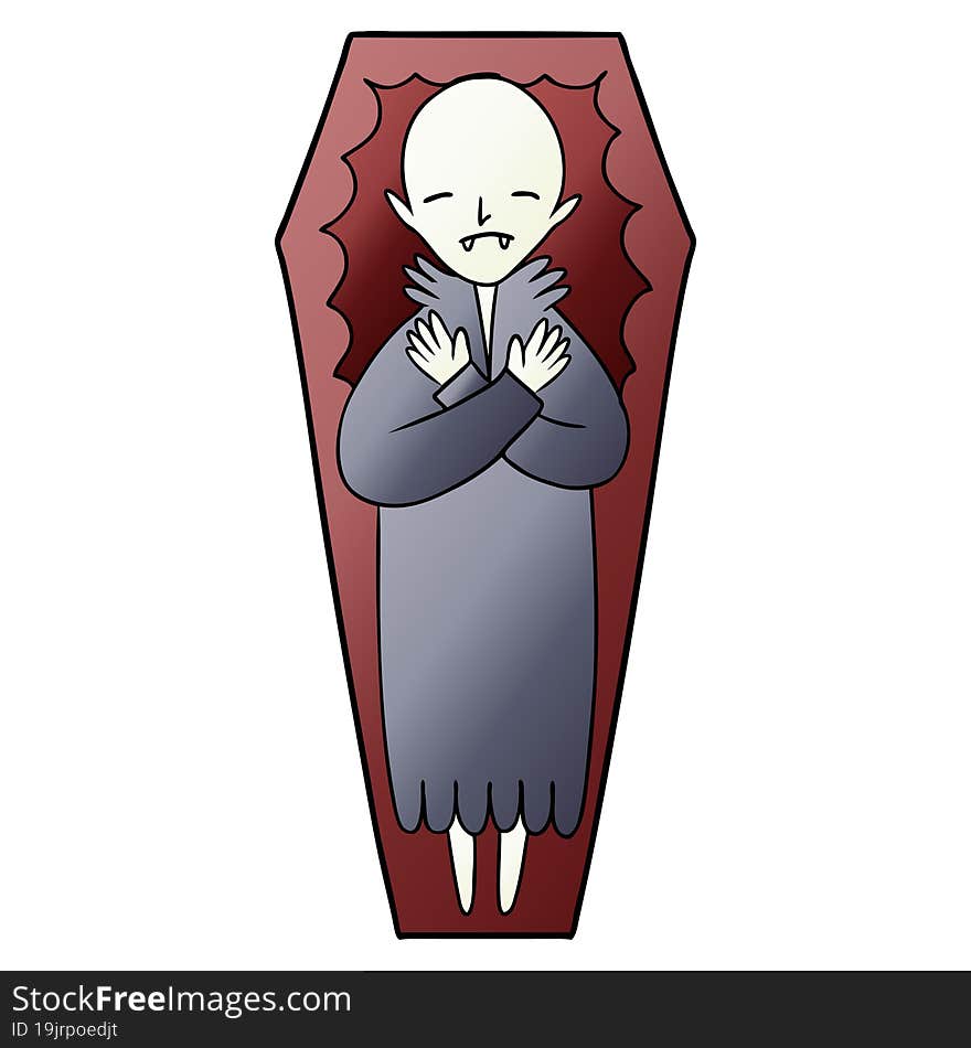 spooky cartoon vampire in coffin. spooky cartoon vampire in coffin