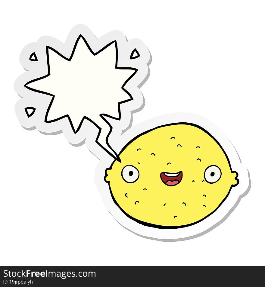 cartoon lemon and speech bubble sticker