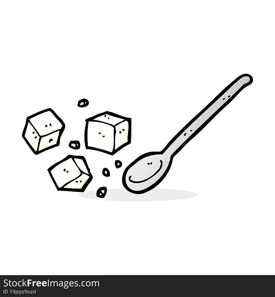 Cartoon Sugar Lumps And Spoon