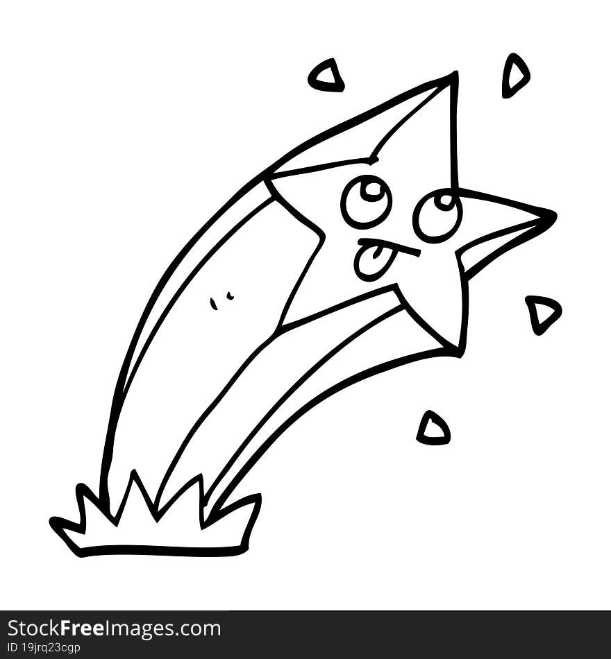 Line Drawing Cartoon Shooting Star