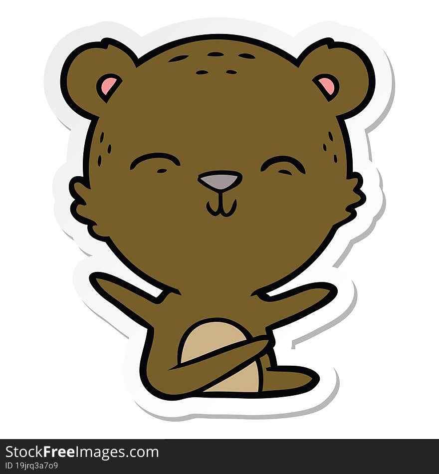 sticker of a happy cartoon bear