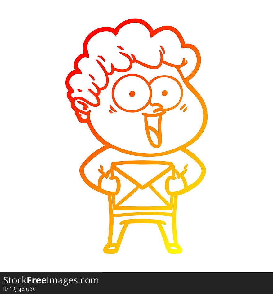 warm gradient line drawing cartoon happy man