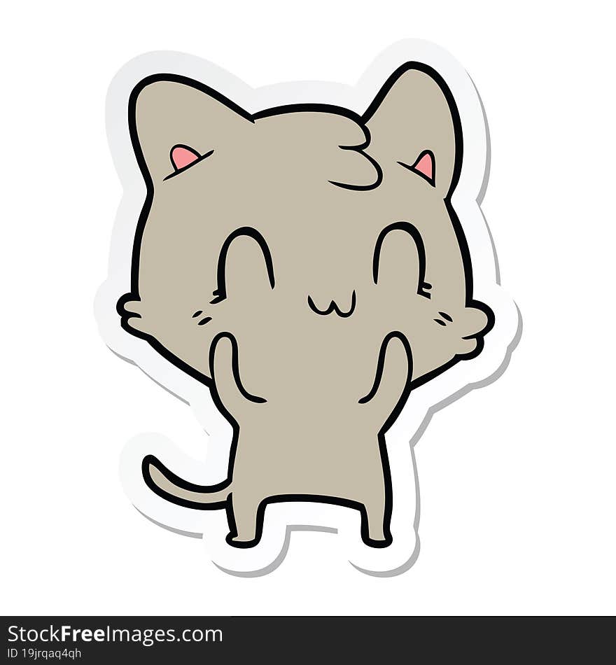 sticker of a cartoon happy cat