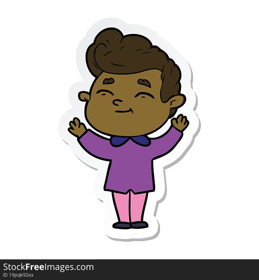 sticker of a happy cartoon man