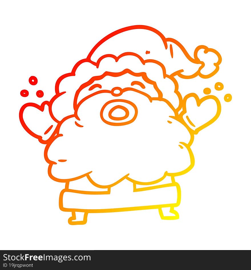 warm gradient line drawing santa claus shouting in frustration