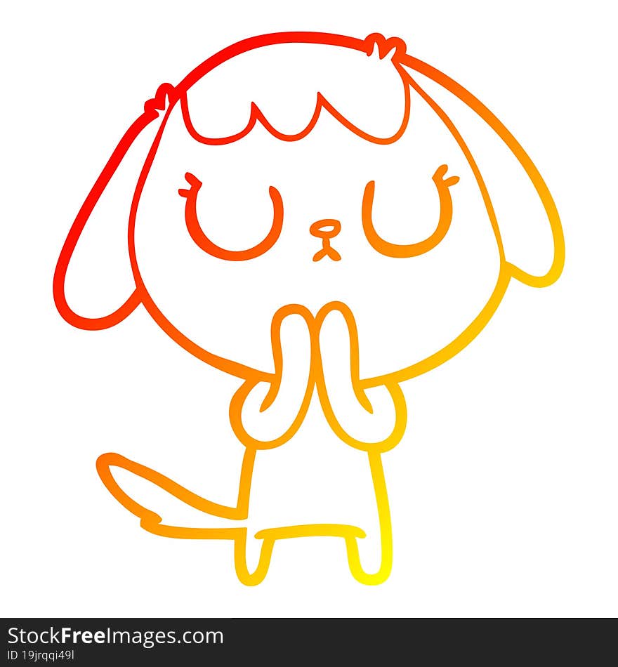 warm gradient line drawing of a cute cartoon dog